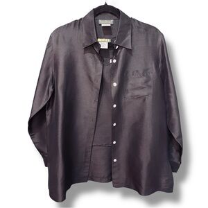 NWT Harve Benard 100% Silk Black Top with matching Long Sleeve Button Up. Size 6